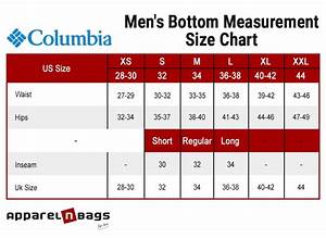 Columbia Size Chart Apparelnbags Com
