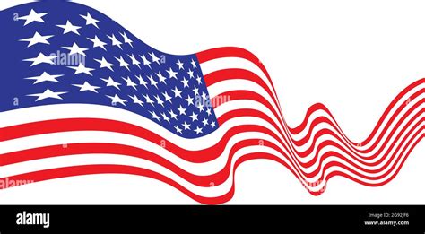 United State Of America Flag Ribbon Wave On White Background Vector