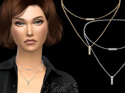 Diamond Bar Double Necklace By Natalis At Tsr Sims 4 Updates