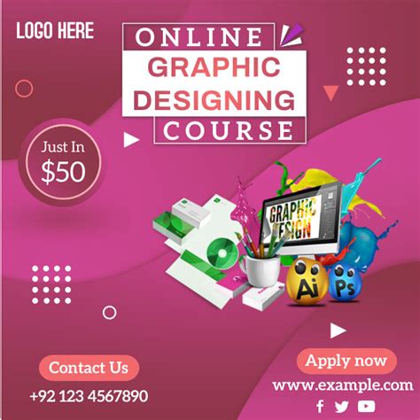 Copy Of Graphic Designing Course Poster Postermywall
