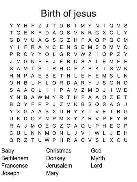 Birth Of Jesus Word Search Wordmint