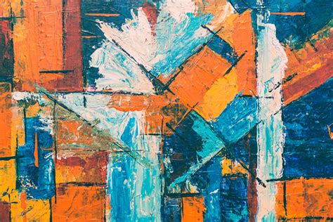 Abstract Blue And Orange Painting Canvas And Photo Print Etsy