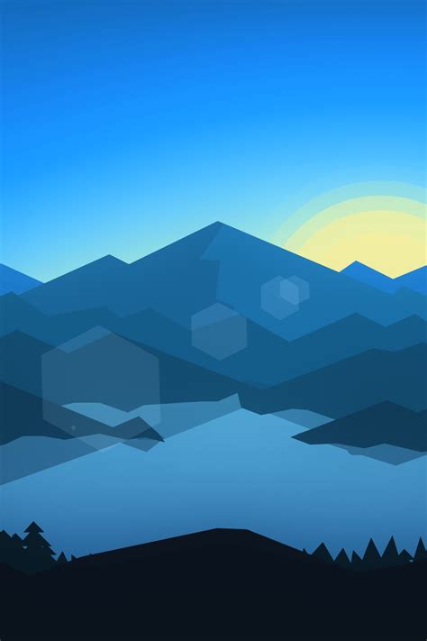 1080x1620 Forest Mountains Sunset Cool Weather Minimalism 1080x1620