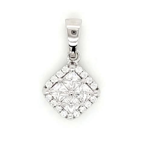 Micro Pave 925 Sterling Silver Ladies Pendant Rhodium Plating With