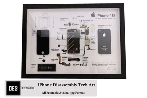 Iphone Disassembly Tech Art Teardown Template Collection Etsy Brasil Tech Art Iphone 5c