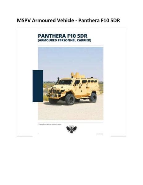Mine Resistant Ambush Protected Mrap Vehicle Mspv Panthera A12 3dr