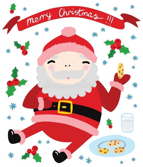 Santa Eating Cookies Feliz Fresca Stock De Ilustración Ilustración De