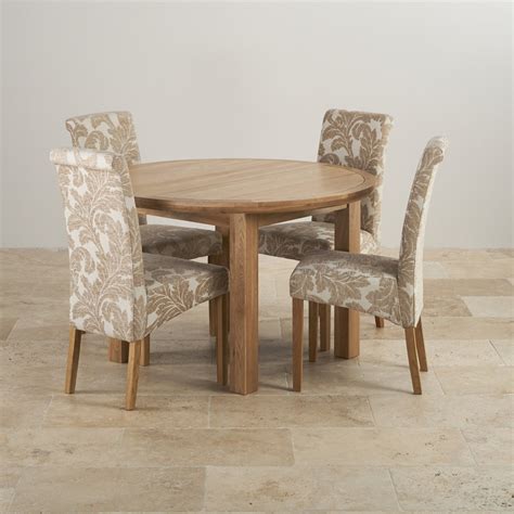 Shades of gray weathered grey dining room set with rectangular table. Knightsbridge Oak Dining Set - Round Extending Table + 4 Chairs