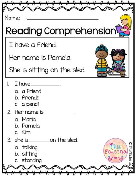 Kindergarten Worksheet Reading Comprehension