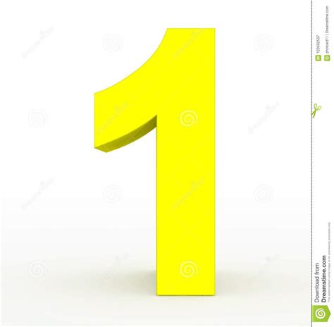 Number 1 3d Clean Yellow Isolated On White Stock Illustration