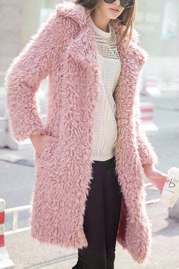 Pink Fluffy Longline Coat Us2699 Fashion Clothes Coat
