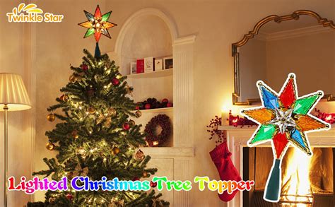 Twinkle Star Lighted Christmas Tree Topper Colorful 8 Point Star Xmas