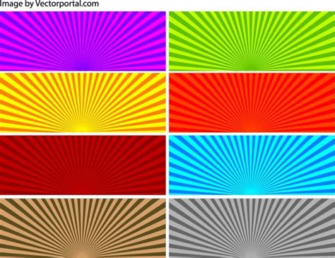 Sunrays Colorful Backgrounds Set Free Vector