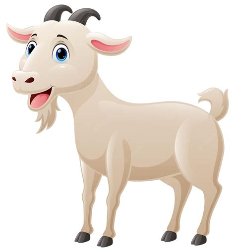 Premium Vector Cute Goat Cartoon On White Background