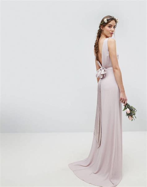 Tfnc Tall Wedding Sateen Bow Back Maxi Dress Asos Vestidos De Damas