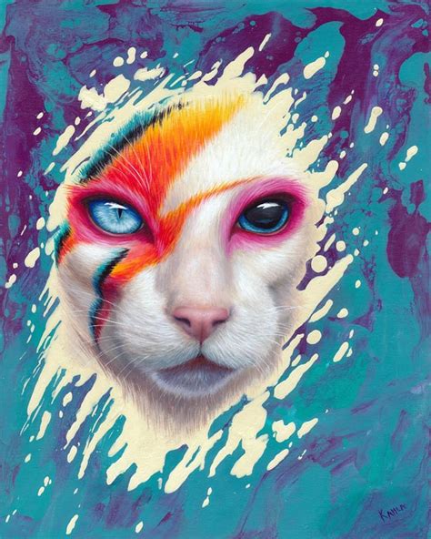A Cat Insane 8x10 Oil And Acrylic On Panel Painting
