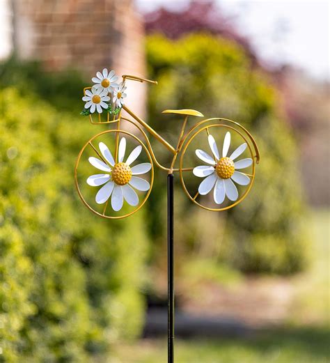 Daisy Bike Wind Spinner Blue Plow And Hearth