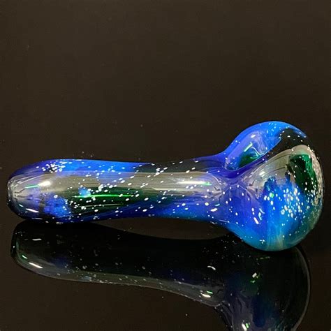Galaxy Pipe Green Space Pipe Pure Silver Fumed Glass Pipe Etsy