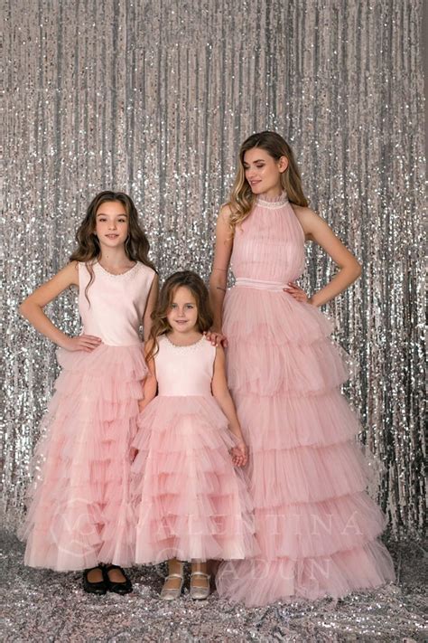 Pink Woman Dress Evening Dress Mother And Daughter Dresses Etsy In