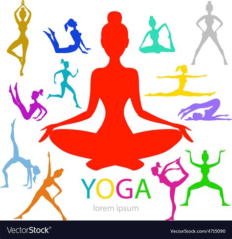 Yoga Poses Woman Silhouette Royalty Free Vector Image