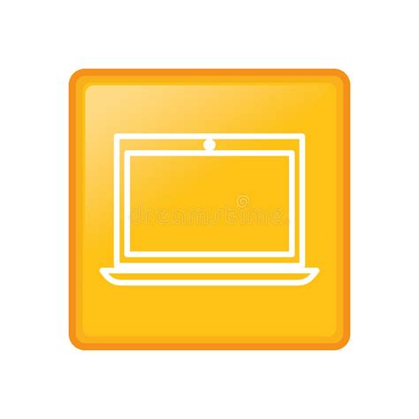 Laptop Yellow Square Icon Stock Vector Illustration Of Reflection