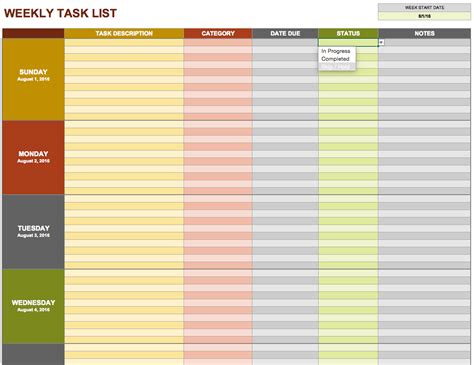 Daily To Do List Template Excel Task Spreadsheet Template Task