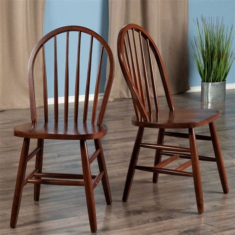 Winsome Windsor Solid Wood Spindle Back Dining Side Chair In Walnut