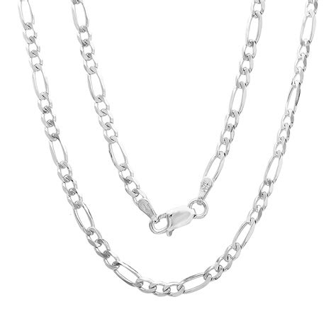 authentic solid sterling silver figaro link 925 itprolux necklace chains 3mm 4mm 5mm 6mm 7 5mm