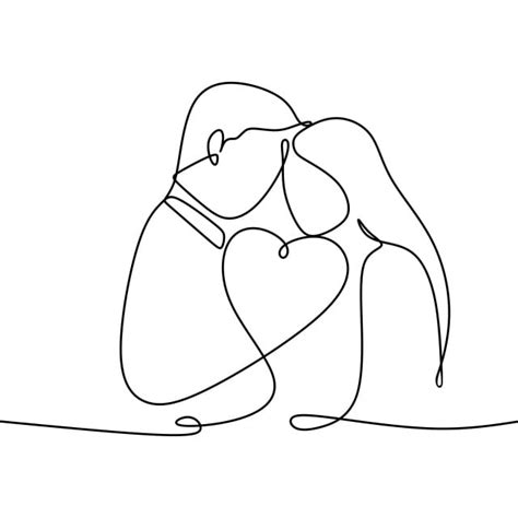 Couple In Love With Continuous One Line Drawing Vector Illustration