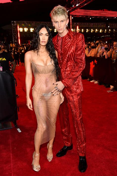 Megan Fox MTV VMAs 2021 Red Carpet Naked Dress Jeweled Thong Megan