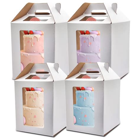 Buy Cake Boxes 6pcs 10x10x12 And 12x12x14 Inches With Window Kbg Tall