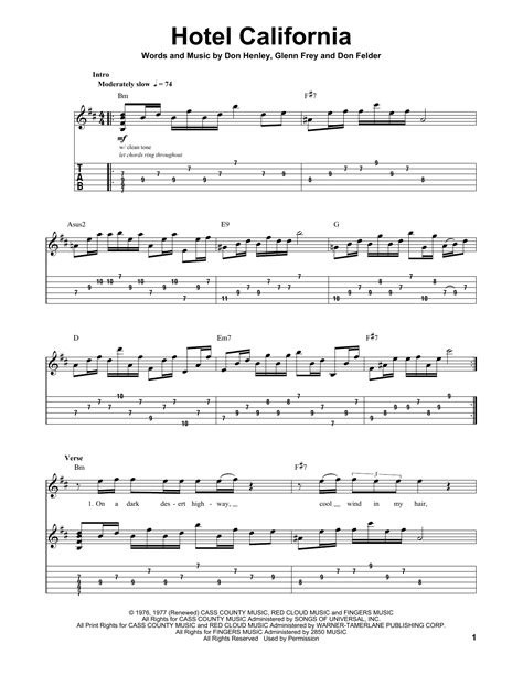 Hotel California Chords Song Lyrics With Guitar Chords For Hotel