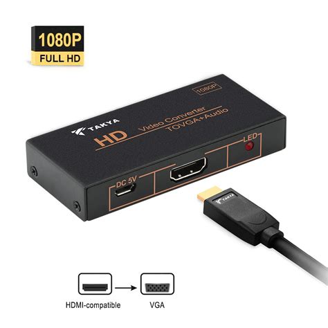 Hdmi Compatible To Vga Converter Hdtv Monitor Projector Support Up To
