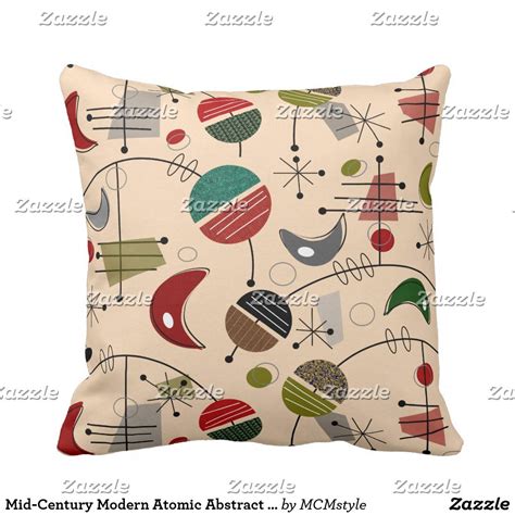 Mid Century Modern Atomic Abstract In Cream Throw Pillow Zazzle