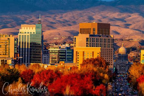 Close Up Of The Boise Skyline In Fall Evening Part Of The Day A Photo