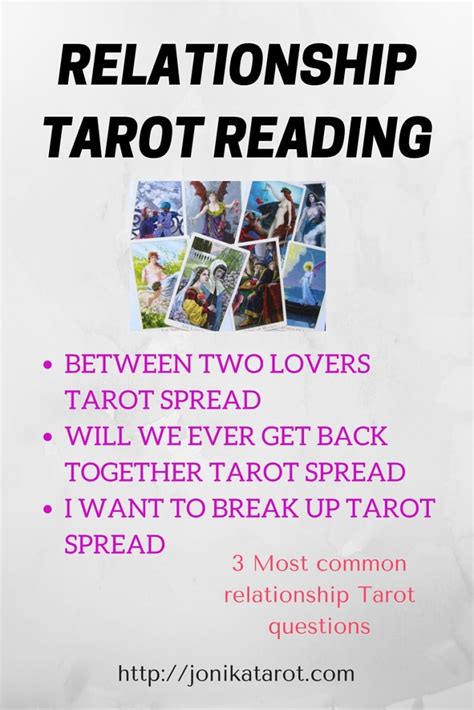 Get a free love tarot reading and view an interpretation of your reading with just a few clicks and learn about what your love life has in store for you. RELATIONSHIP TAROT READING | Tarot Spreads | Jonika Tarot