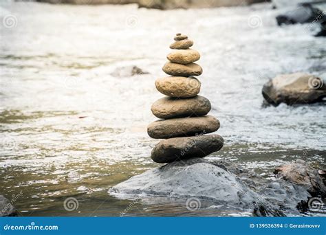 Balancing Stones On River Rocks Stock Photo Image Of Harmony Rock