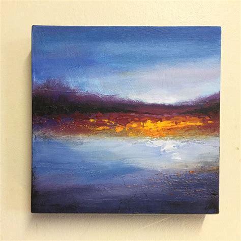 Abstract Landscape Textured Acrylic Painting 8x8 Box