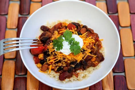 Quick Vegetarian Chili Over Rice Ditch The Slow Cooker Platein28