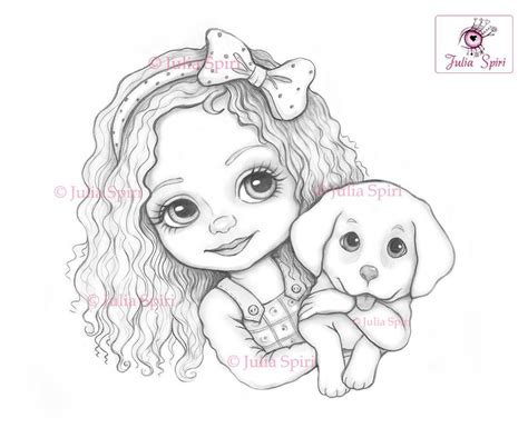 These free printable puppy coloring pages online will allow your kid. Cute Girl Coloring Page, Digital stamp, Digi, Dog, Doggy ...