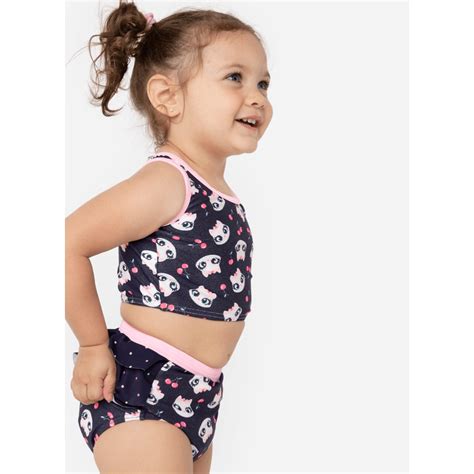 Biquini Bebê Infantil Cropped Estampado Moda Praiapiscina Azul Marinho