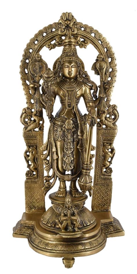 Lord Vishnu Narayan Statue Idol Murti With Garuda For Home Etsy