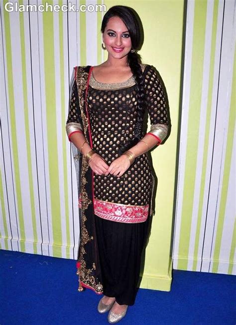 sonakshi sinha black salwar kameez traditional look son of sardar promotion big boss 6 indian