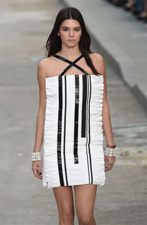 Kendall Jenner Is Piano Key Model During Chanel Show In Bizarre White