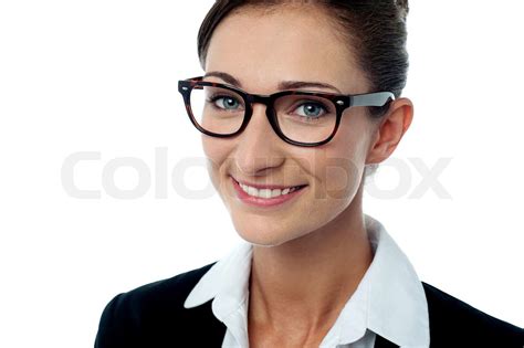 Smiling Bespectacled Corporate Woman Stock Image Colourbox