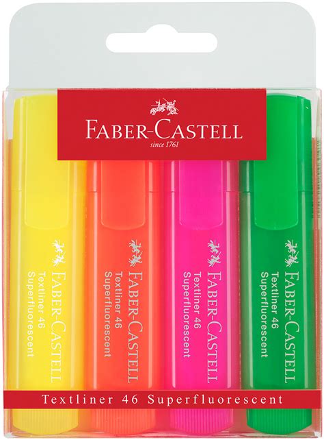 Faber Castell Textliner 46 Highlighter Assorted Colours Wallet Of 4