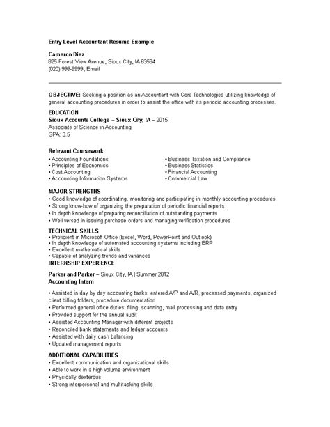 Sample Resume For Entry Level Accountant Teanagasawab