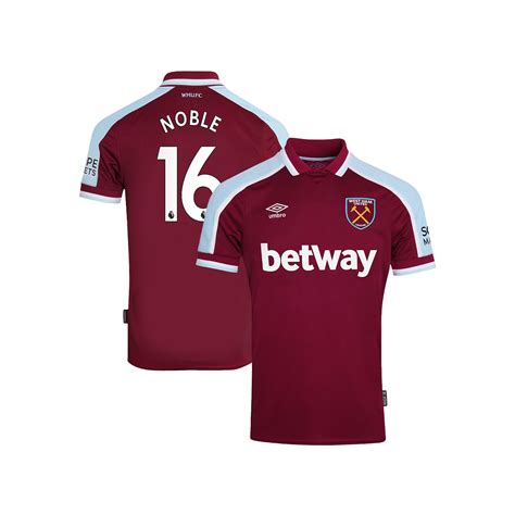 West Ham United Home Shirt 2021 22 With Noble 16 Printing