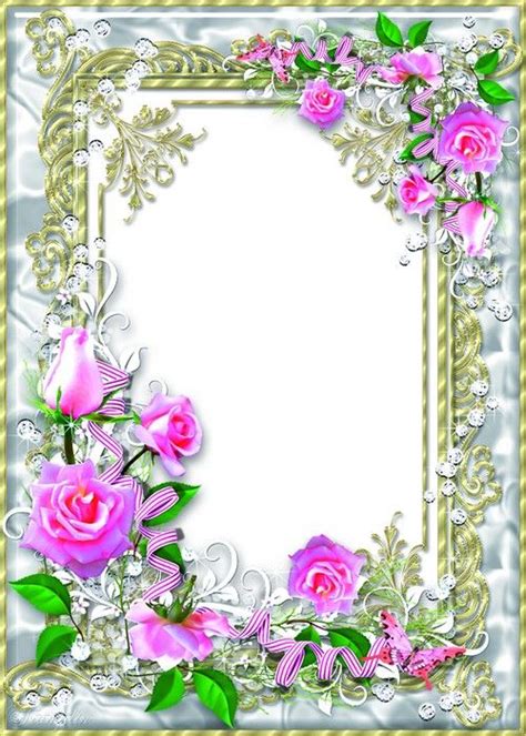Vector white rose and pearls frame. Delicate floral frame psd with pink roses - My Darling ...