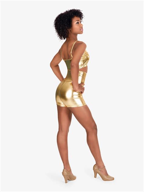 womens high waist metallic dance shorts performance double platinum n8644